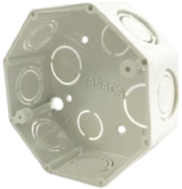 CAJA OCTAGONAL PLASTICA BLANCO MASACA