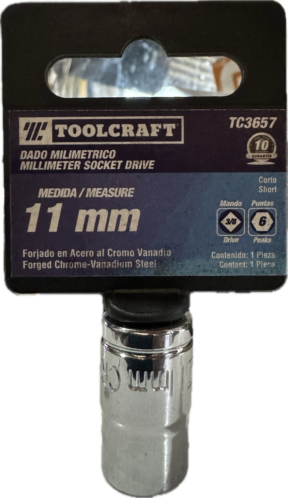 COPA CORTO MANDO 3/8 EXAGONAL TOOLCRAFT  11 MM