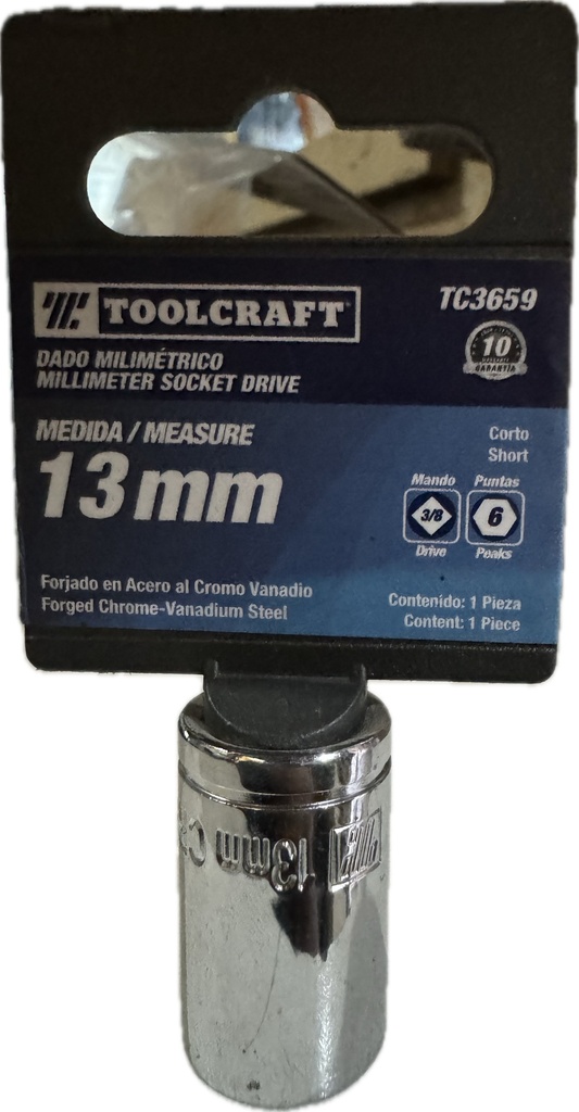 COPA CORTO MANDO 3/8 EXAGONAL TOOLCRAFT  13 MM