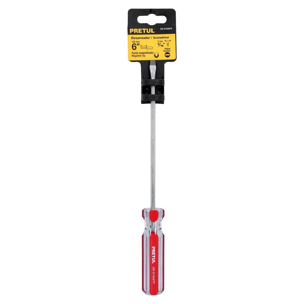 DESARMADOR PLANO TRANPARENTE 3/16 X 6"