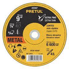DISCO CORTE METAL EXTRA FINO PRETUL 9 X 2MM