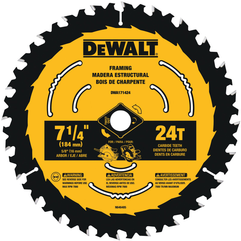 DISCO SIERRA CIRCULAR 24 DIENTES DEWALT 7 1/4