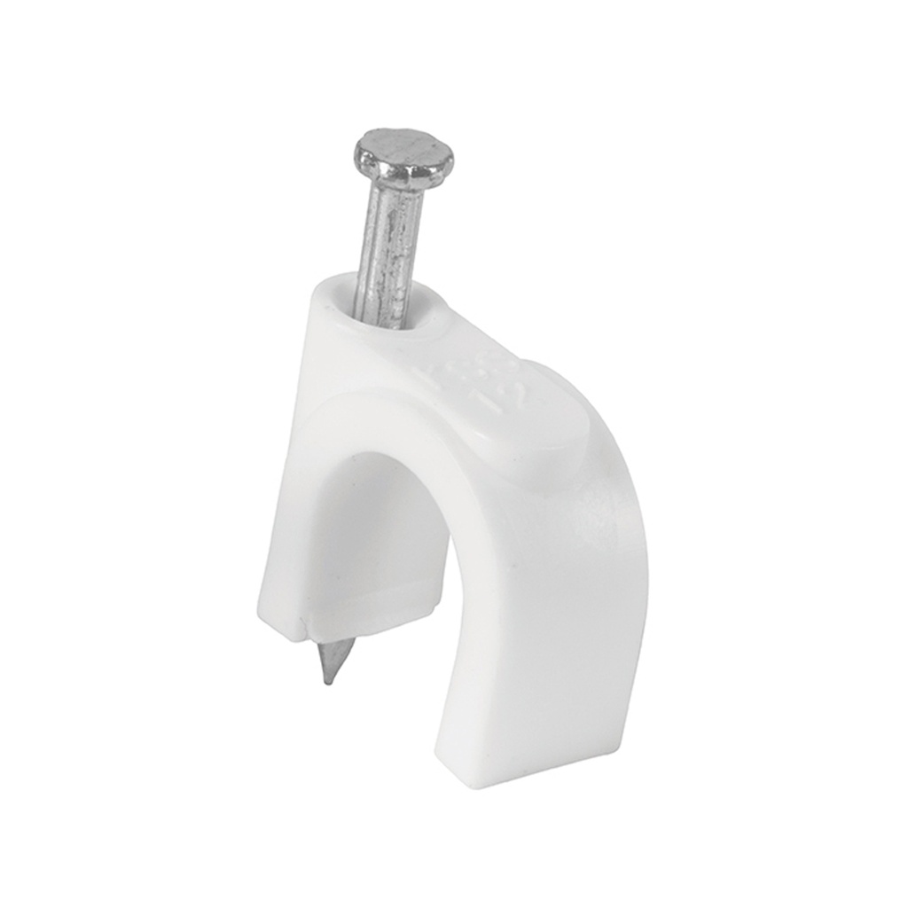 GRAPA CURVA PARA CABLE DE 10MM BLANCO VOLTECK