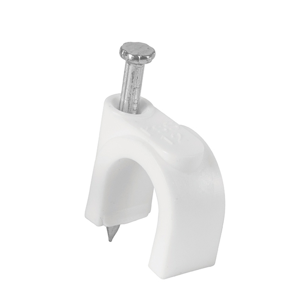 GRAPA CURVA PARA CABLE DE 12MM BLANCO VOLTECK