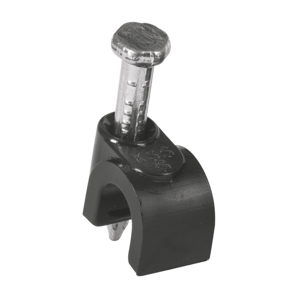 GRAPA CURVA PARA CABLE DE 5MM NEGRA VOLTECK