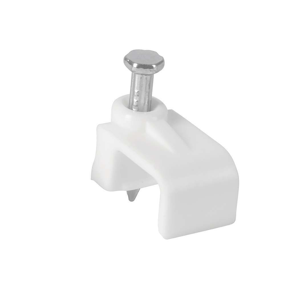 GRAPA PLANA PARA CABLE DE 9.5MM BLANCA VOLTECK