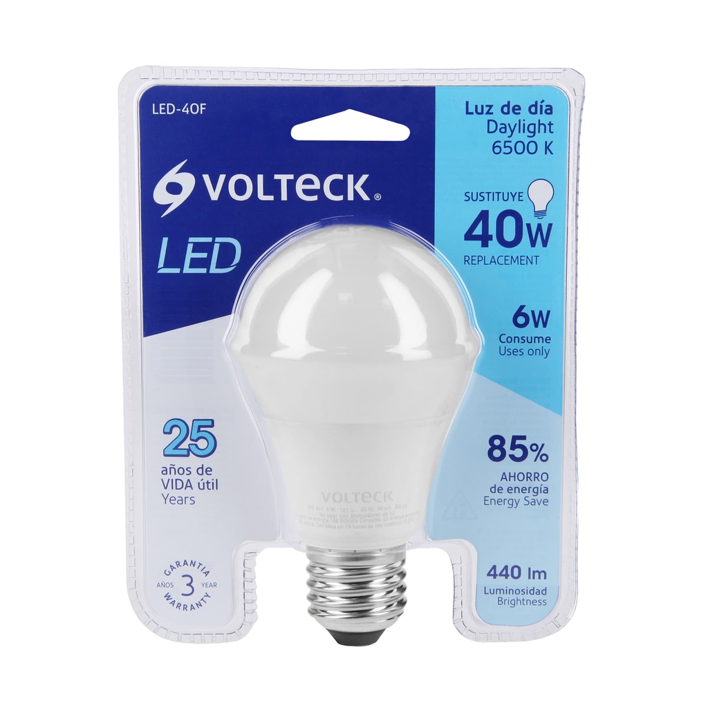 LAMPARA LED A19 6W E27 VOLTECK