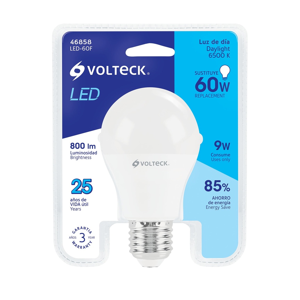 LAMPARA LED A19 9W E27 VOLTECK