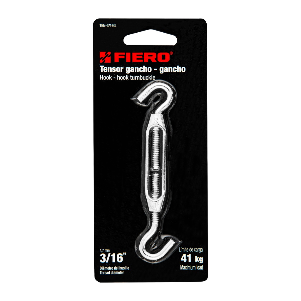 TENSOR ZINC,3/16 GANCHO GANCHO FIERO