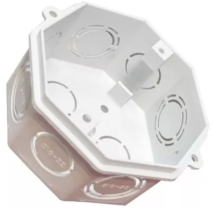 CAJA OCTAGONAL PLASTICA BLANCO HUESO