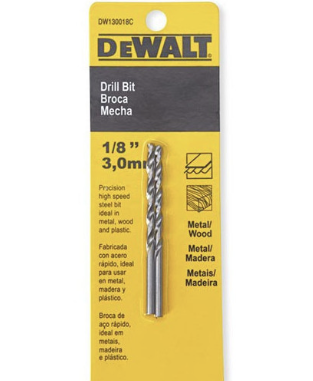 BROCA PARA METAL DEWALT DE 1/8 BLISTER DE 2 UNIDADES