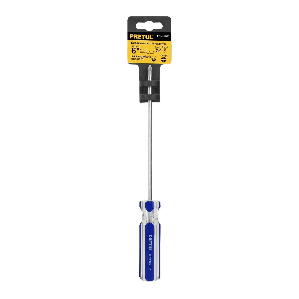 DESARMADOR PHILLIPS TRANPARENTE  1/4 X 6" PRETUL