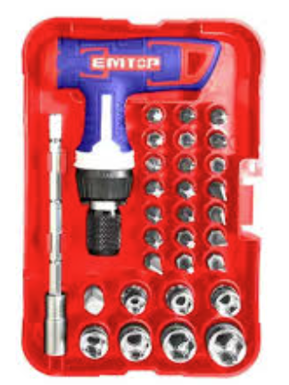 DESARMADOR TROMPO CON MATRACA 31PZAS EMTOP