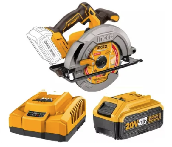 COMBO SIERRA CIRCULAR INALAMBRICO CARGADOR+BATERIA 20V  7-1/2 INGCO