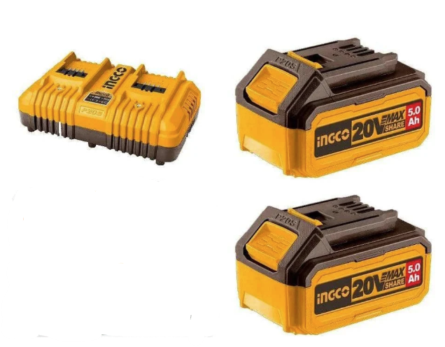 KIT 2 BATERIA Y CARGADOR DOBLE  20V 5.0AH INGCO