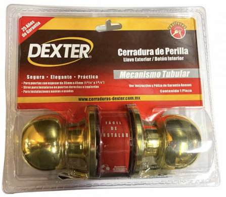 [D-C-6813] CHAPA BOLA CON LLAVE TUBULAR DEXTER DORADA