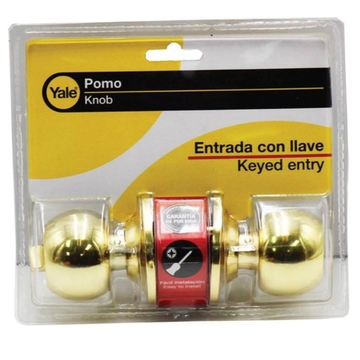 [8973] CHAPA BOLA CON LLAVE TUBULAR YALE CHESTER DORADA