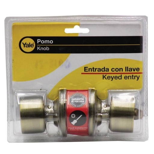 [YA-C-CHES-E5] CHAPA BOLA CON LLAVE TUBULAR YALE CHESTER DORADO ANTIGUO