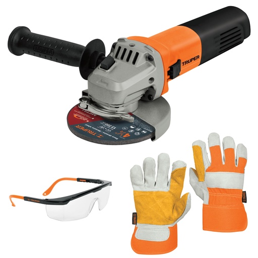 [11204] COMBO DE PULIDORA, GUANTES Y LENTES  TRUPER