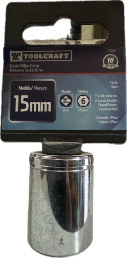 [TC3661] COPA CORTO MANDO 3/8 EXAGONAL TOOLCRAFT  15 MM