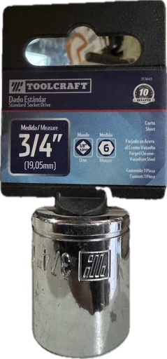 [TC3649] COPA CORTO MANDO 3/8 EXAGONAL TOOLCRAFT 3/4