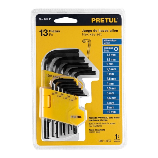 [21857] JUEGO 13 LLAVE ALLEN 1.2-10MM NEGRA PRETUL