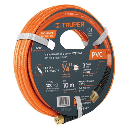 [19014] MANGUERA PARA COMPRESOR DE 1/4 X 10MTS TRUPER