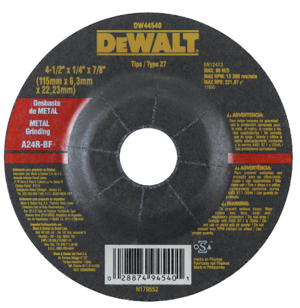 [DW44580] DISCO PARA PULIR METAL DEWALT 7"